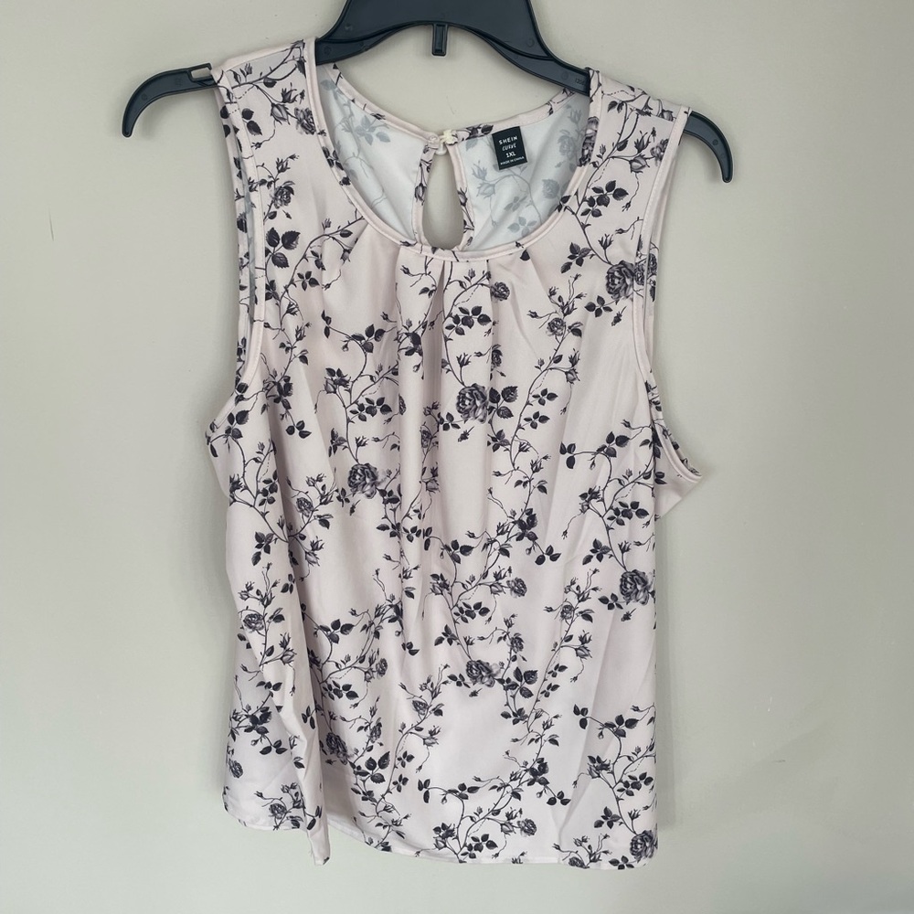 SHEIN Floral Sleeveless Blouse - light pink and Black